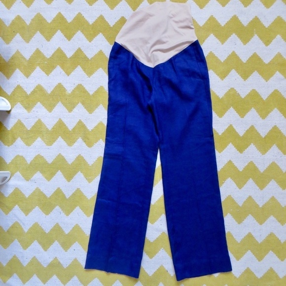 NWT Loft Materrnity Indigo Purple Blue 100% Linen Pants • Size 0 🗣 - Picture 2 of 3